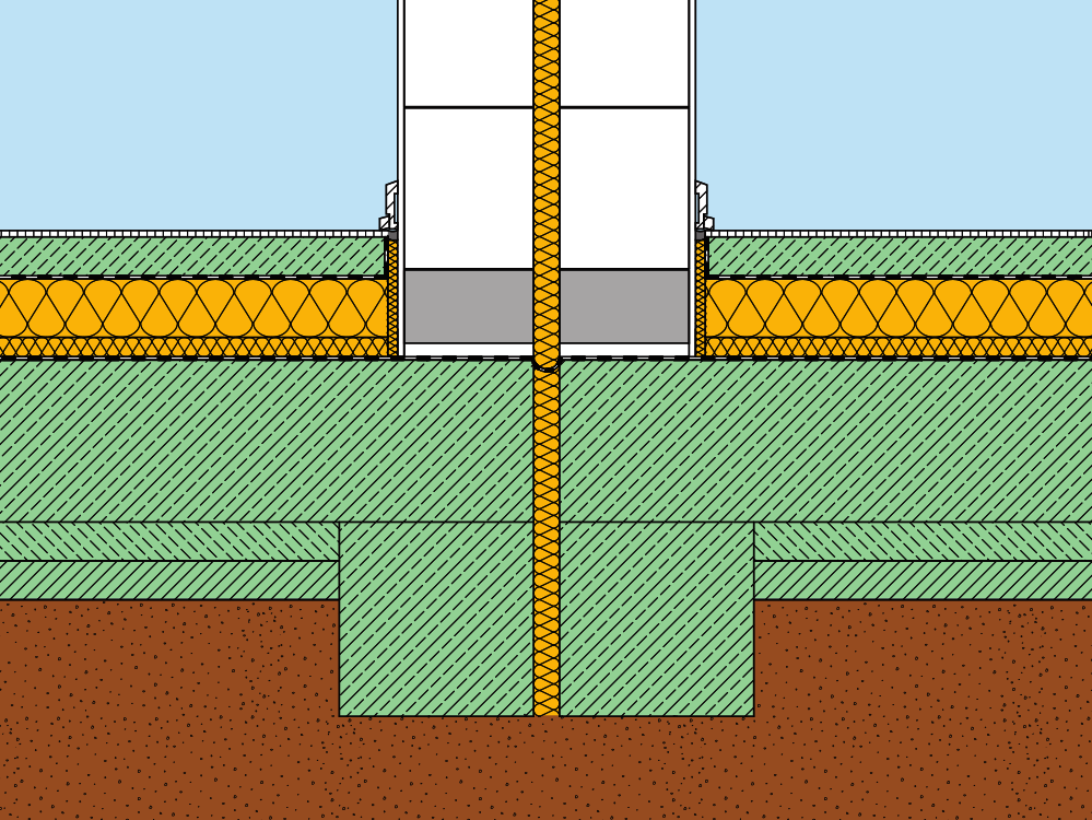 Detail getrennte Bodenplatte/Fundament