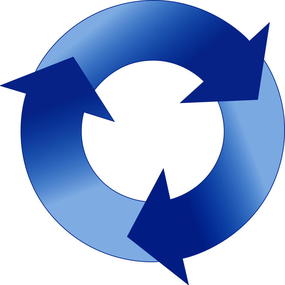 Recycling-Symbol zur Rückführung von Kalksandsteinmaterial in den Herstellungsprozess